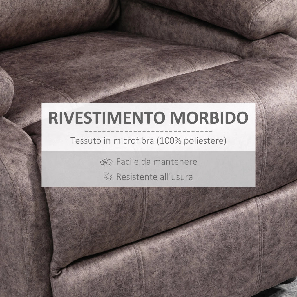Poltrona Relax Reclinabile Tessuto Velluto Imbottita ¨C Zephmum ¨C Marrone