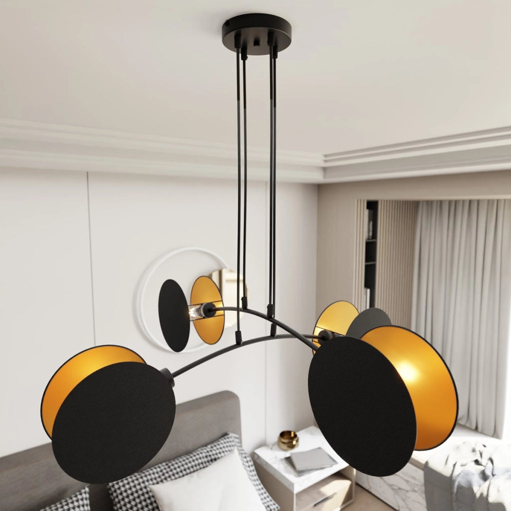 Lampada a sospensione MOTIF in acciaio nero e oro