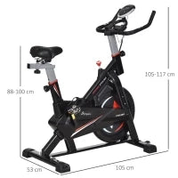 Cyclette da Casa per Allenamento in Acciaio Nero, Cyclette Professionale da Seduti Capacità 120 kg con Supporto per Cellulare, Monitor LCD, Manubrio e Resistenza Regolabile, Volano 10kg