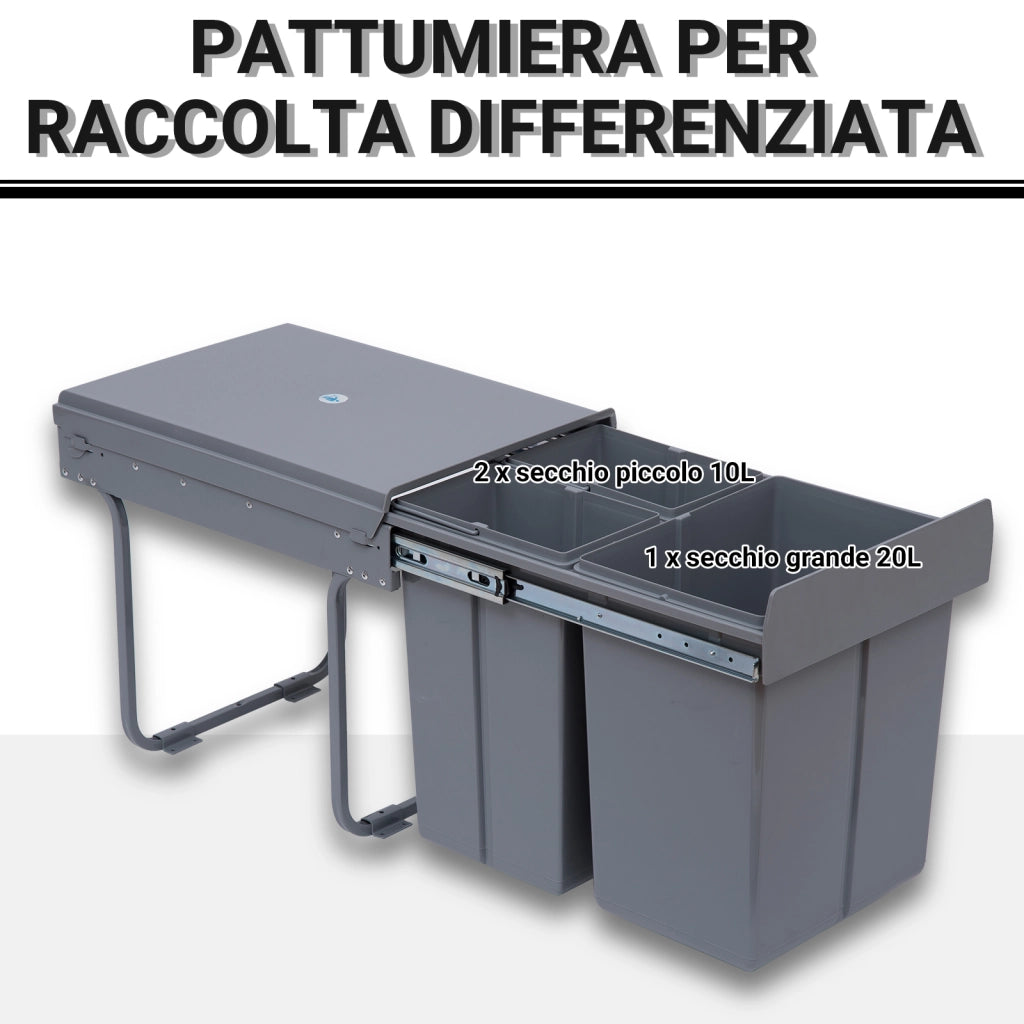 Cestino Raccolta Differenziata 40L ¨C zephmum ¨C Grigio 48x34.2x41.8 cm