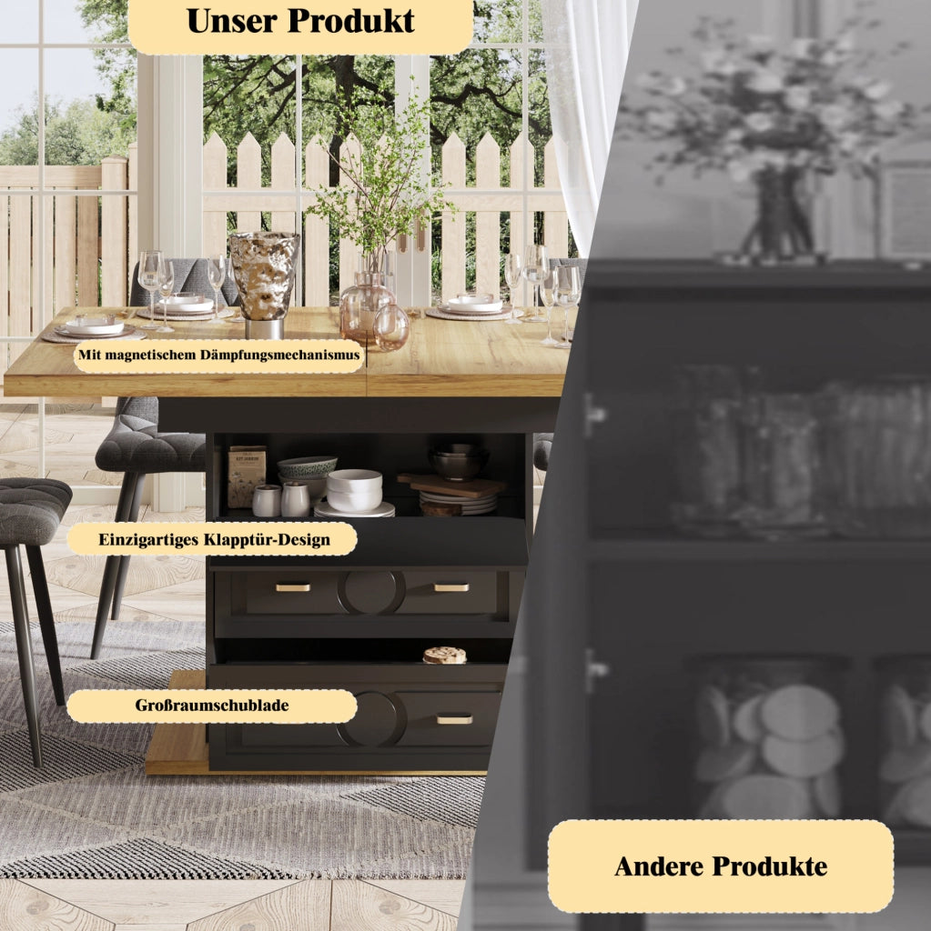 Tavolo da pranzo allungabile in MDF 110-140x80x75 cm