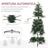 Albero di Natale Innevato con 850 Rami e Design a Sezioni, in Plastica e Acciaio, Ø110x180 cm, Verde