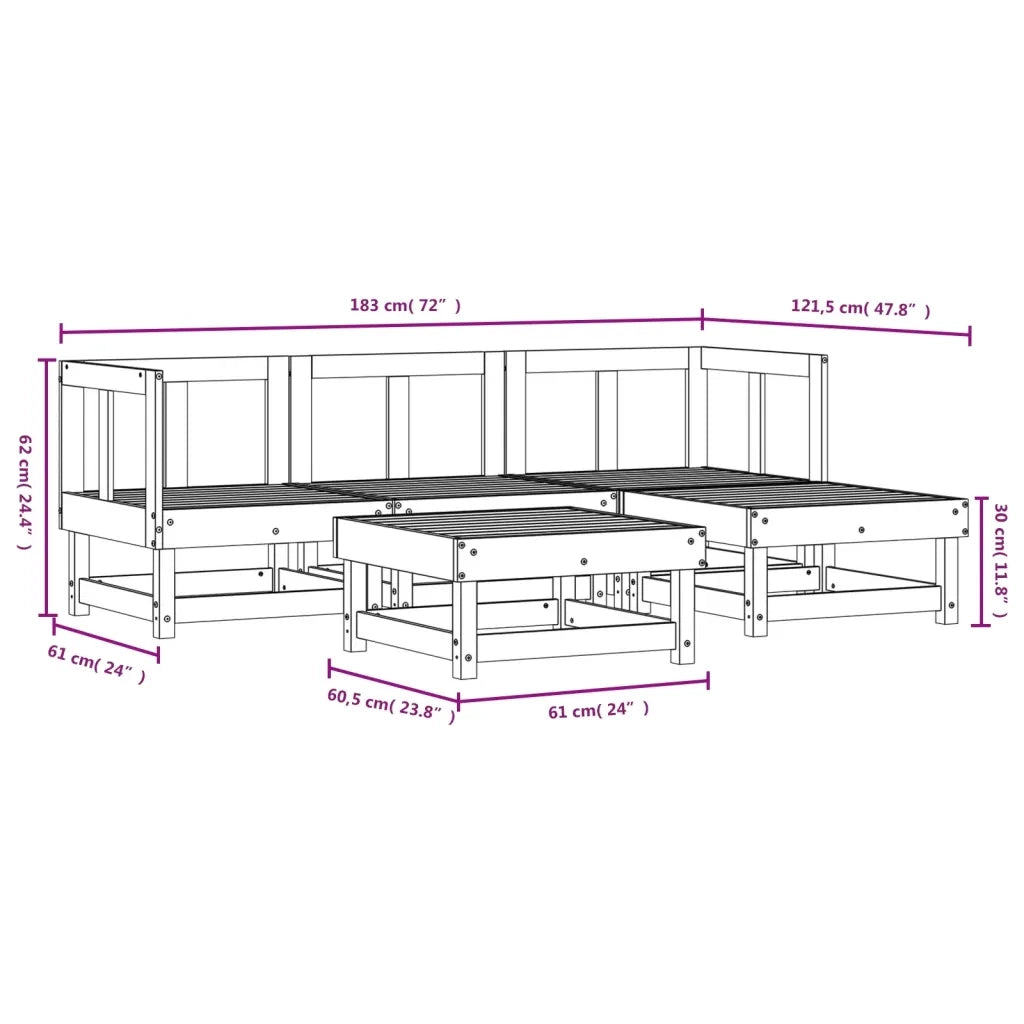 Set Salotto da Giardino 5 pz in Legno Massello di Douglas 3186170