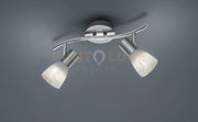 LEVISTO BARRA 2 SPOTS ORIENTABILE  ACCIAIO + VETRO  L.33CM 2 LUCI ATTACCO E14  LAMPADINE INCLUSE 9,8W 940lm, 3000K