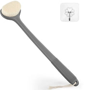 Rugborstello per doccia, spazzola per il corpo con 43 cm manico antiscivolo, set di spazzole umide e asciutte per la pulizia del corpo, rugborstello per uomini e donne, grigio
