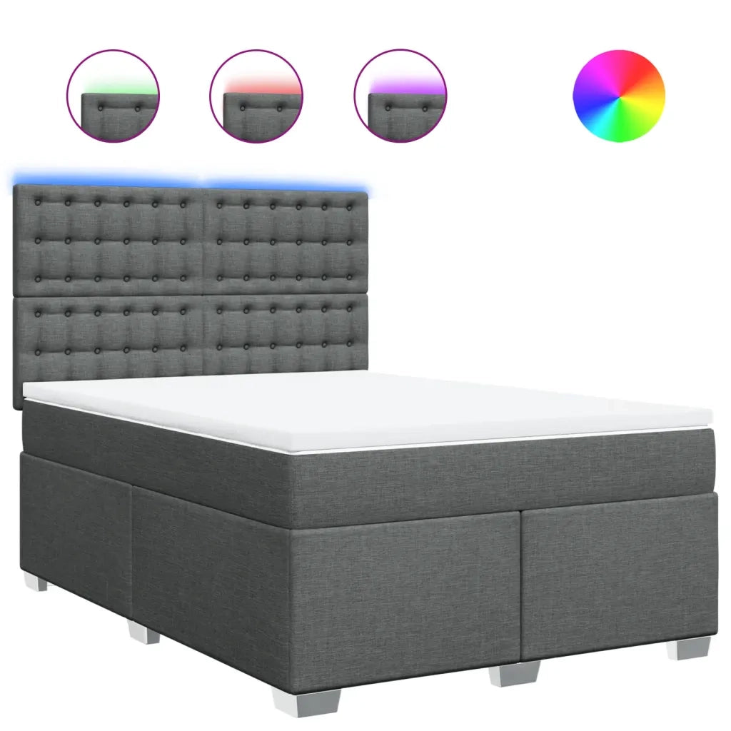vidaXL Giroletto a Molle con Materasso Grigio Scuro 160x200 cm Tessuto