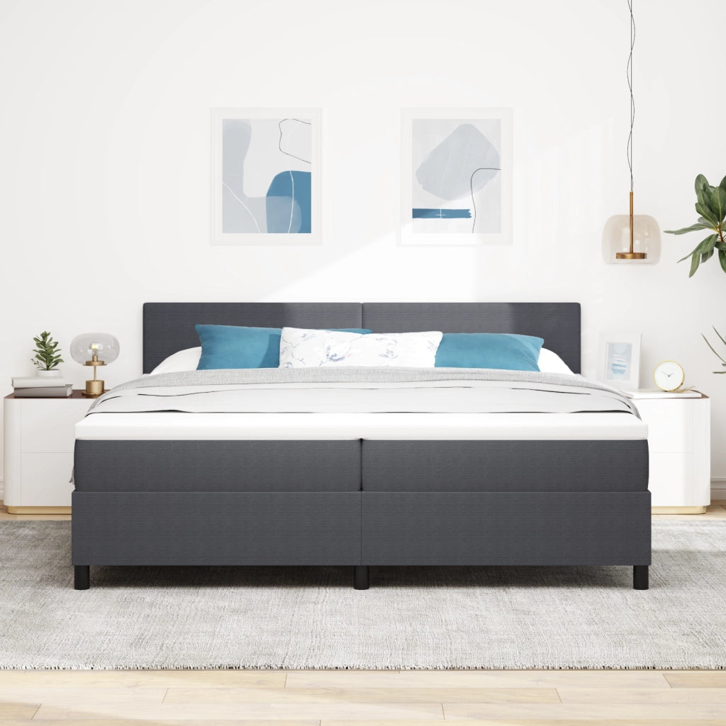 Letto con Base a Molle e Materasso Grigio 200x200 cm Tessuto in Corduroy