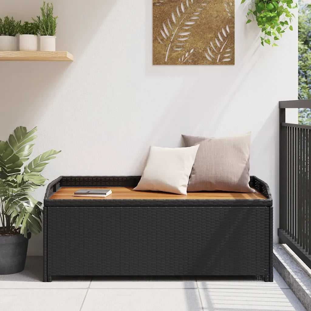 Panca da Giardino con Vano Portaoggetti 120 cm Polyrattan Nera 46480