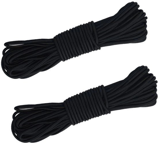 Cavo elastico in gomma 4mm x 10m - Resistenente - Impermeabile - Resistente ai raggi UV - Sicuro all'aperto - Adatto per tende e sacchi a pelo - Cavo bungee