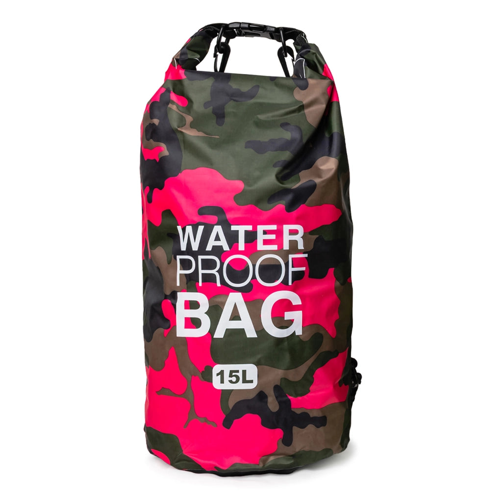 Semarese, Borsa Impermeabile Capacità 15 lt, Rosa Mimetica Fuxia