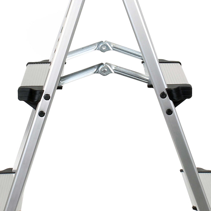 Scaletta pieghevole in alluminio, max 150kg, scala a pioli con 2x3 gradini, antiscivolo, 73 cm