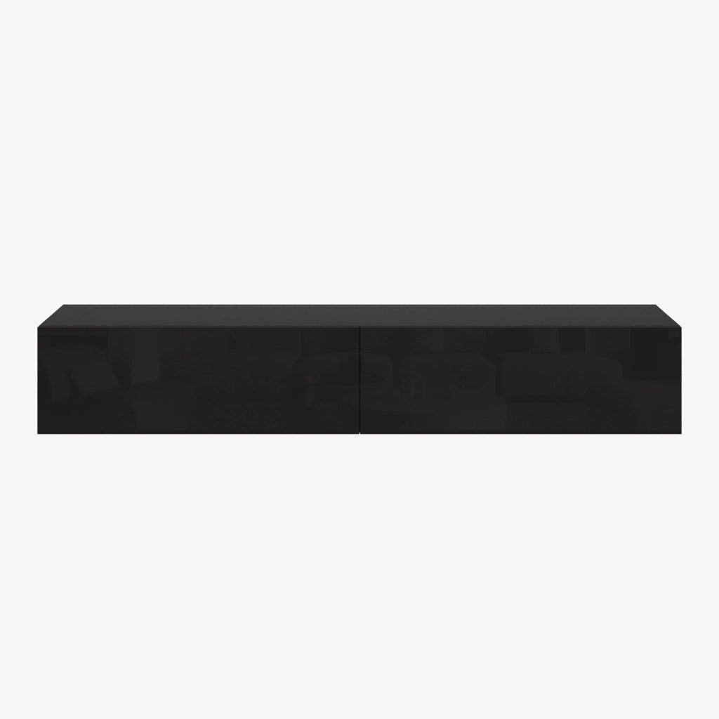 Mobile Pensile Evaton Porta TV da Parete 180 x 32 x 30 cm - Nero Lucido [en.casa]