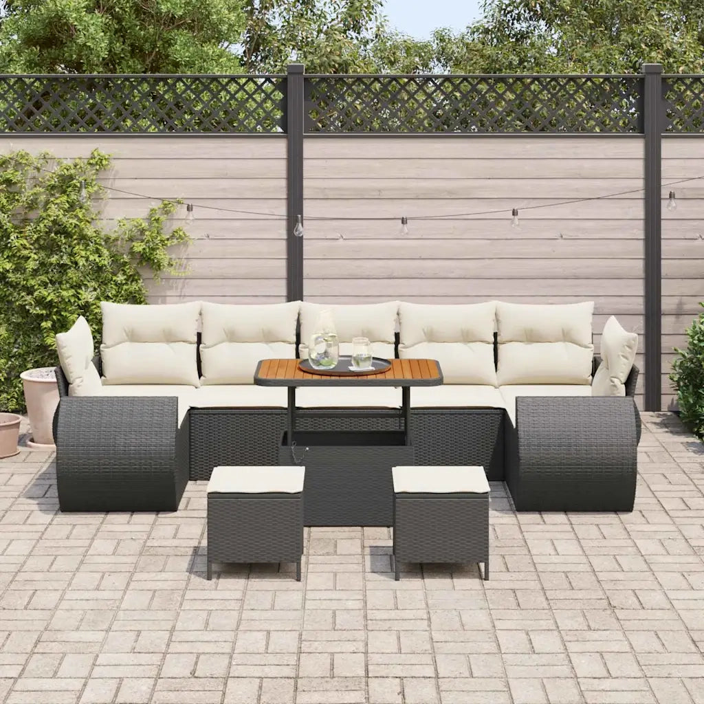 Set Divano da Giardino 10 pcs Nero polyrattan