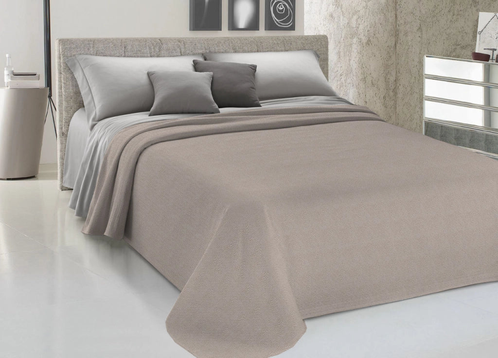 Copriletto Piquet Primavera Estate 100% Cotone Disegno Dublino Bon Bon - Piazza e Mezza - Beige