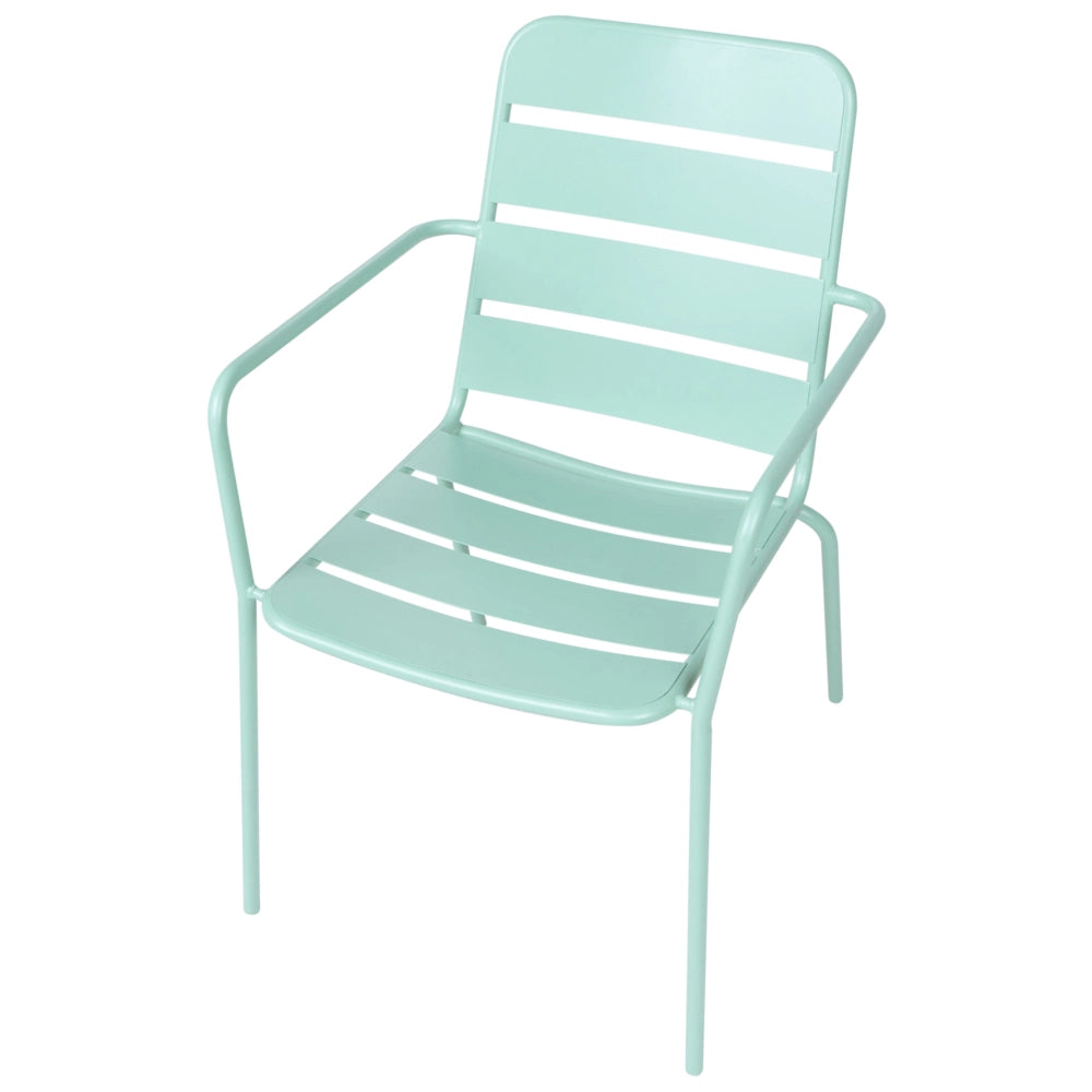 Set di 6 sedie da giardino in ferro zincato verniciato a polvere, colore verde menta, per esterni, stile moderno