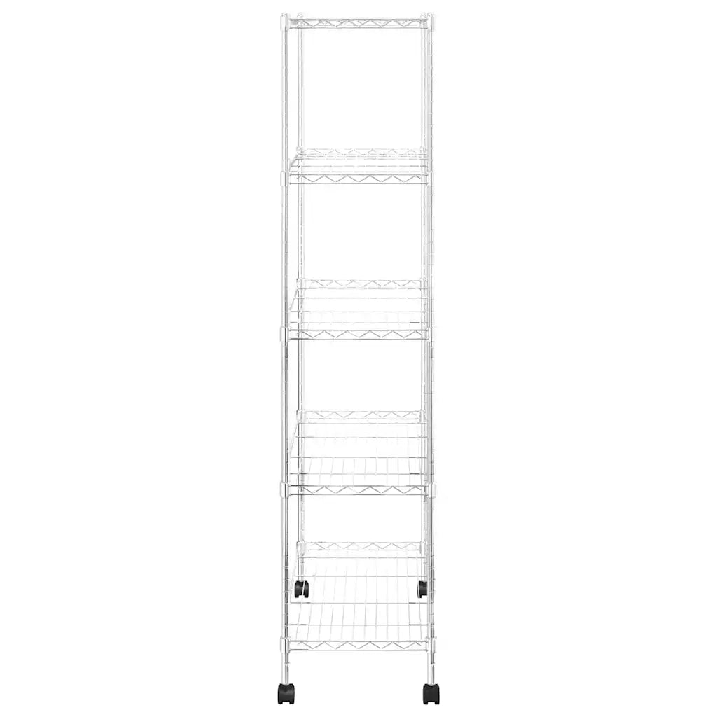 Scaffale a 5 Livelli con Ruote 75x35x155 cm Cromato 250 kg CFW6210452