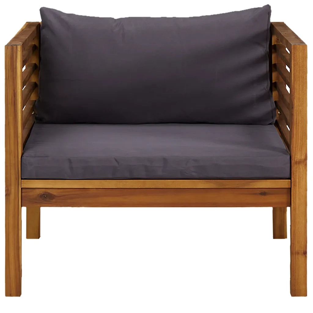 Sedia da Giardino con Cuscini Grigio Scuro in Massello d'Acacia CFW2071721
