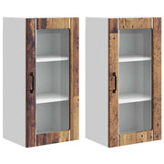 Pensile da cucina | Mobile in vetro da parete PORTO 2 pz Legno vecchio