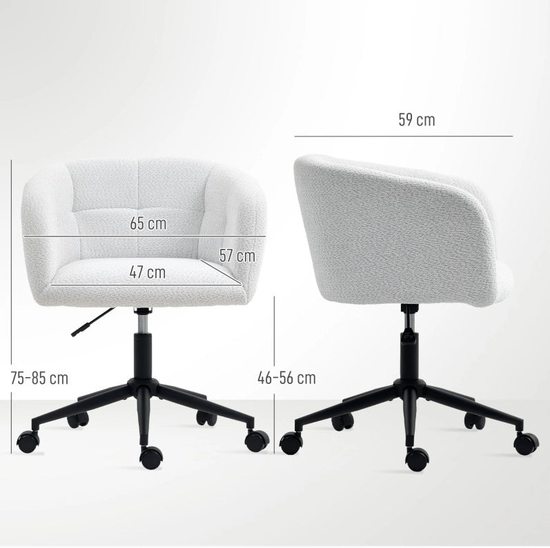 Sedia da ufficio ULEVR girevole con braccioli, altezza regolabile 46-56 cm e ruote, bianco crema e nero