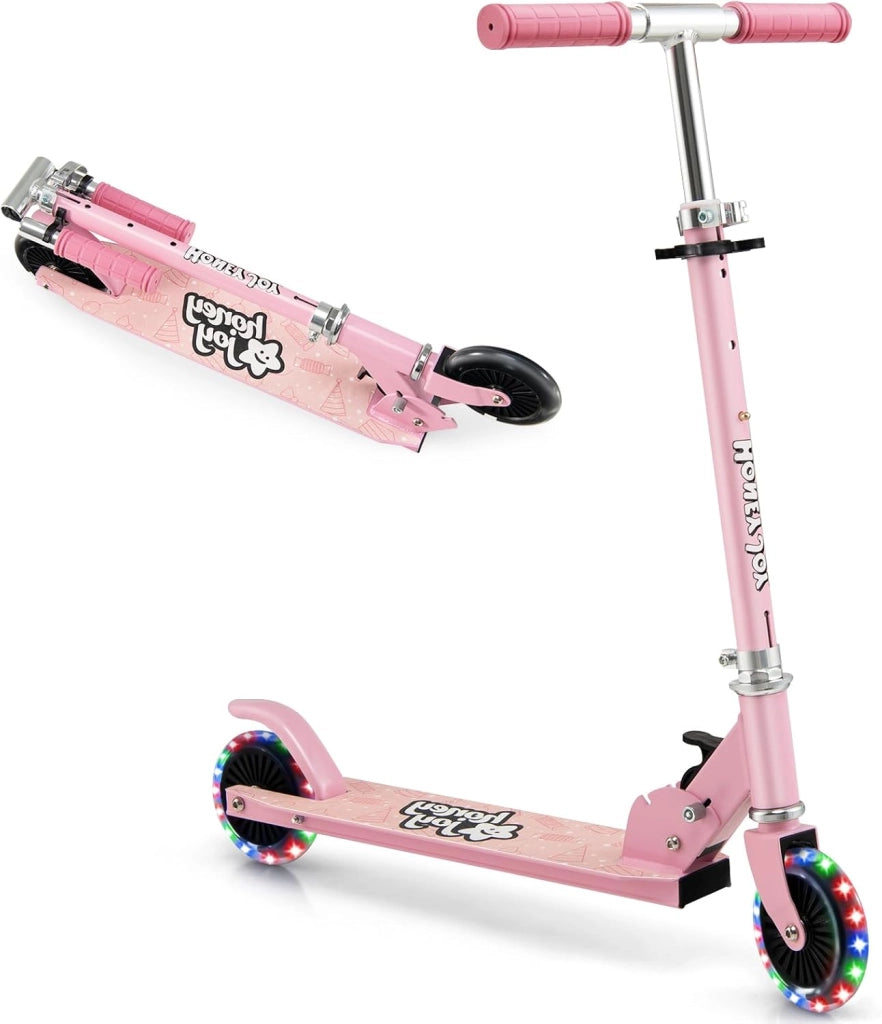 Monopattino per bambini con 2 ruote a LED e freni, skateboard pieghevole con 3 altezze regolabili, in alluminio con carico 50 kg, per bambini
