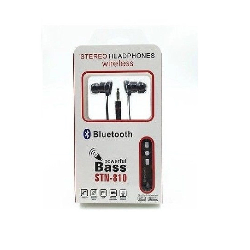 Trade Shop - Auricolare Bluetooth Cuffia Auricolare Senza Fili Bassi Potenti Stn-810 Vivavoce -