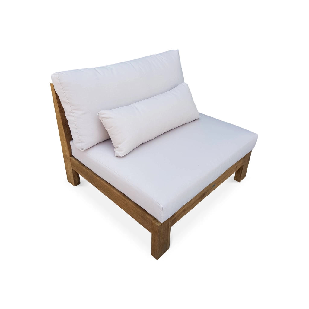Salotto da giardino in legno, 5 posti, marrone naturale