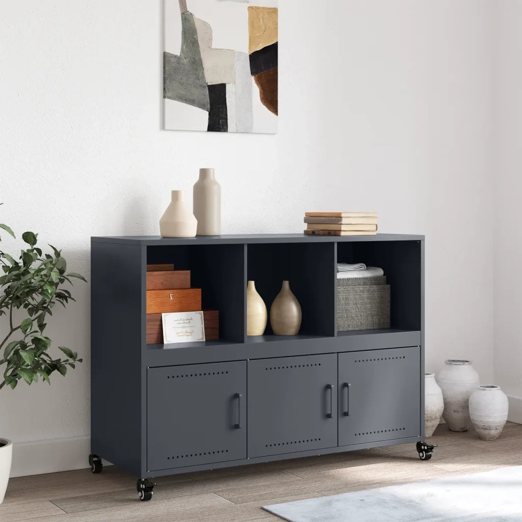 Credenza | Madia | Buffet da pranzo | Armadio da pranzo Antracite 100,5x39x72 cm in Acciaio