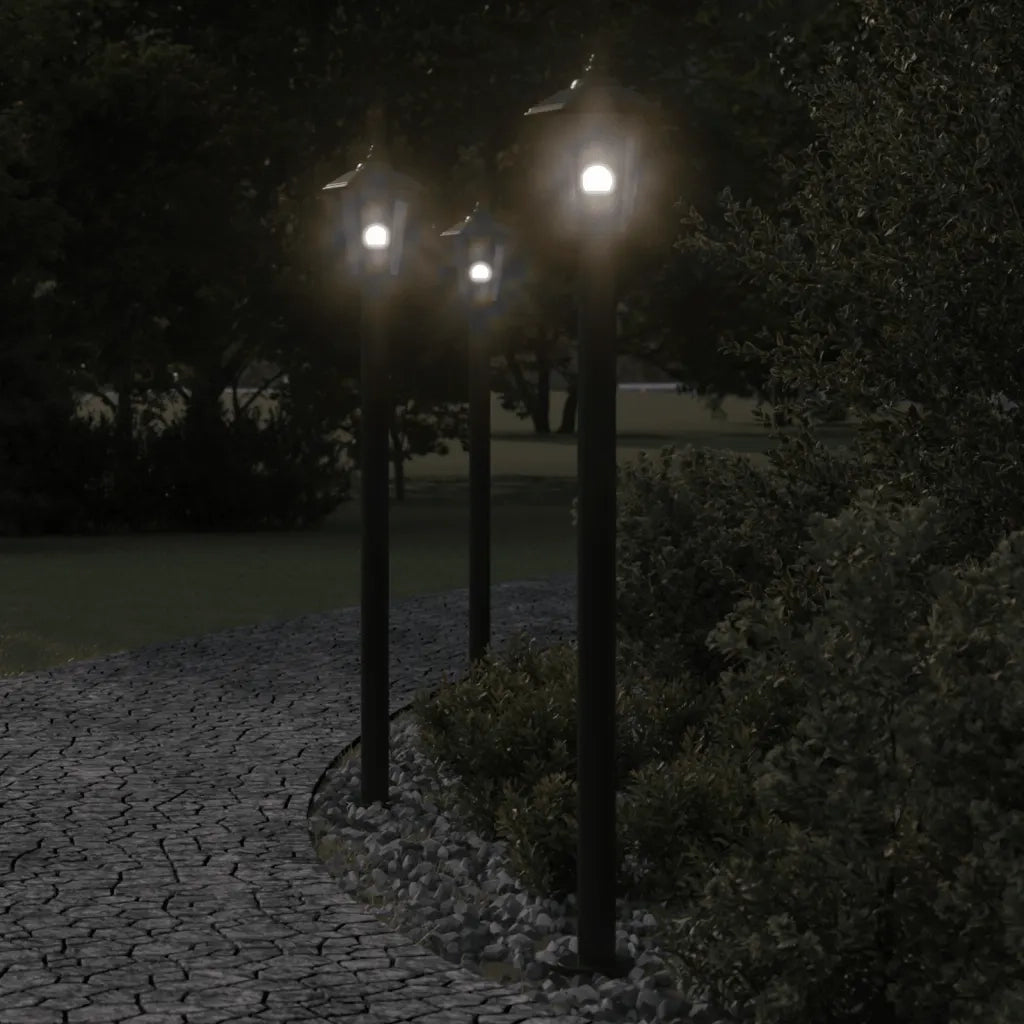 vidaXL Lampade da Terra per Esterni 3 pz Nere 120 cm in Acciaio Inox