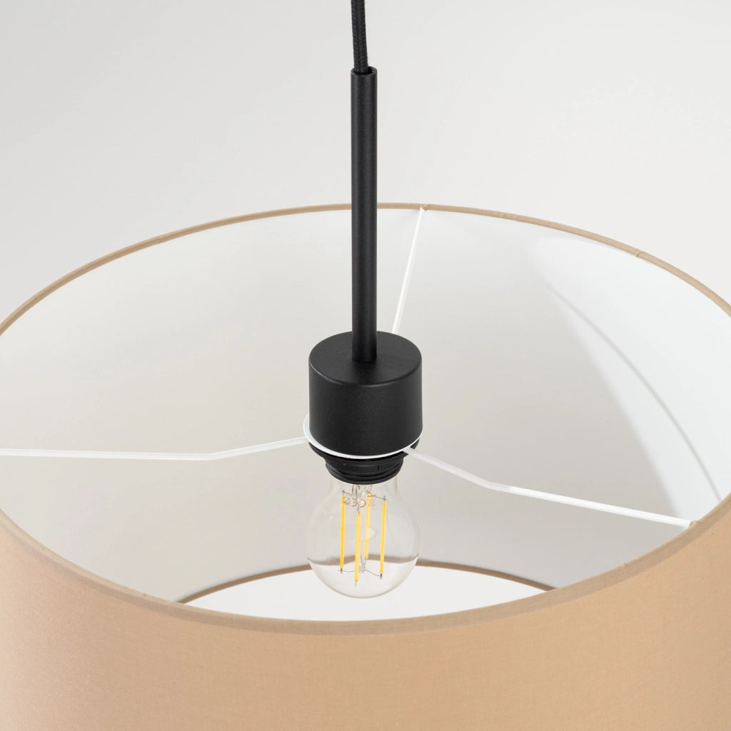 Lampada a sospensione NEVIA con struttura nera e paralume blu scuro impermeabile 40 cm