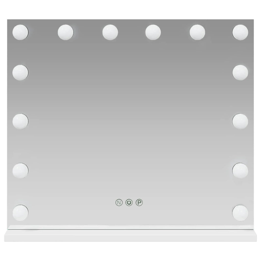 Specchio LED da Vanità Bianco 50 x 10 x 44 cm Vetro e acciaio