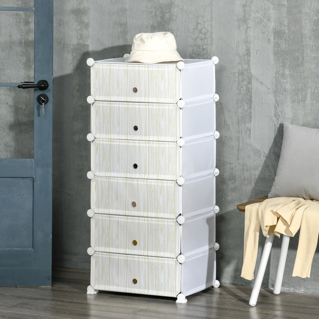 Mobile Scarpiera Modulare Salvaspazio, 6 Cubi 45x35x17 cm in Acciaio e PP, Bianco