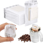 Filtro per caffè portatile in carta, 40 pezzi - Sacchetto per caffè da gettare - Qualità alimentare - Sacchetto per caffè con drizzle appeso - Utilizzo in casa, ufficio, viaggi, campeggio - Bianco
