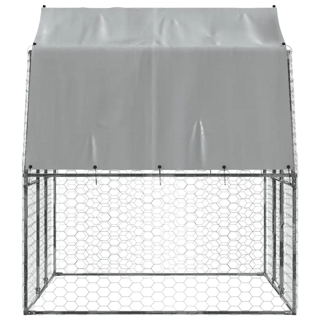 Box per Cani con Tetto e Anta Argento in Acciaio Zincato 3294908