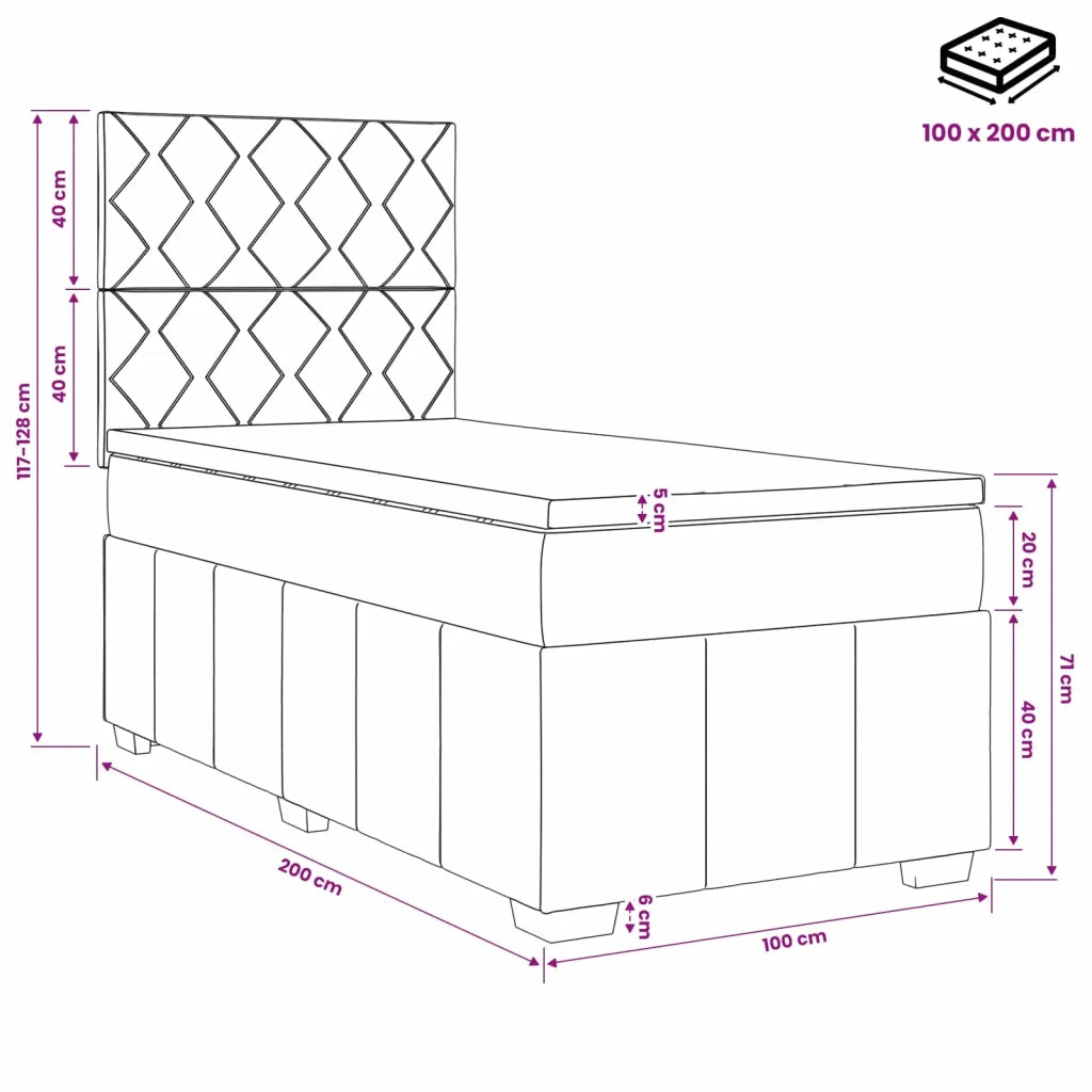 Letto box spring con materasso Crema 100 x 200 cm Tessuto 3454083