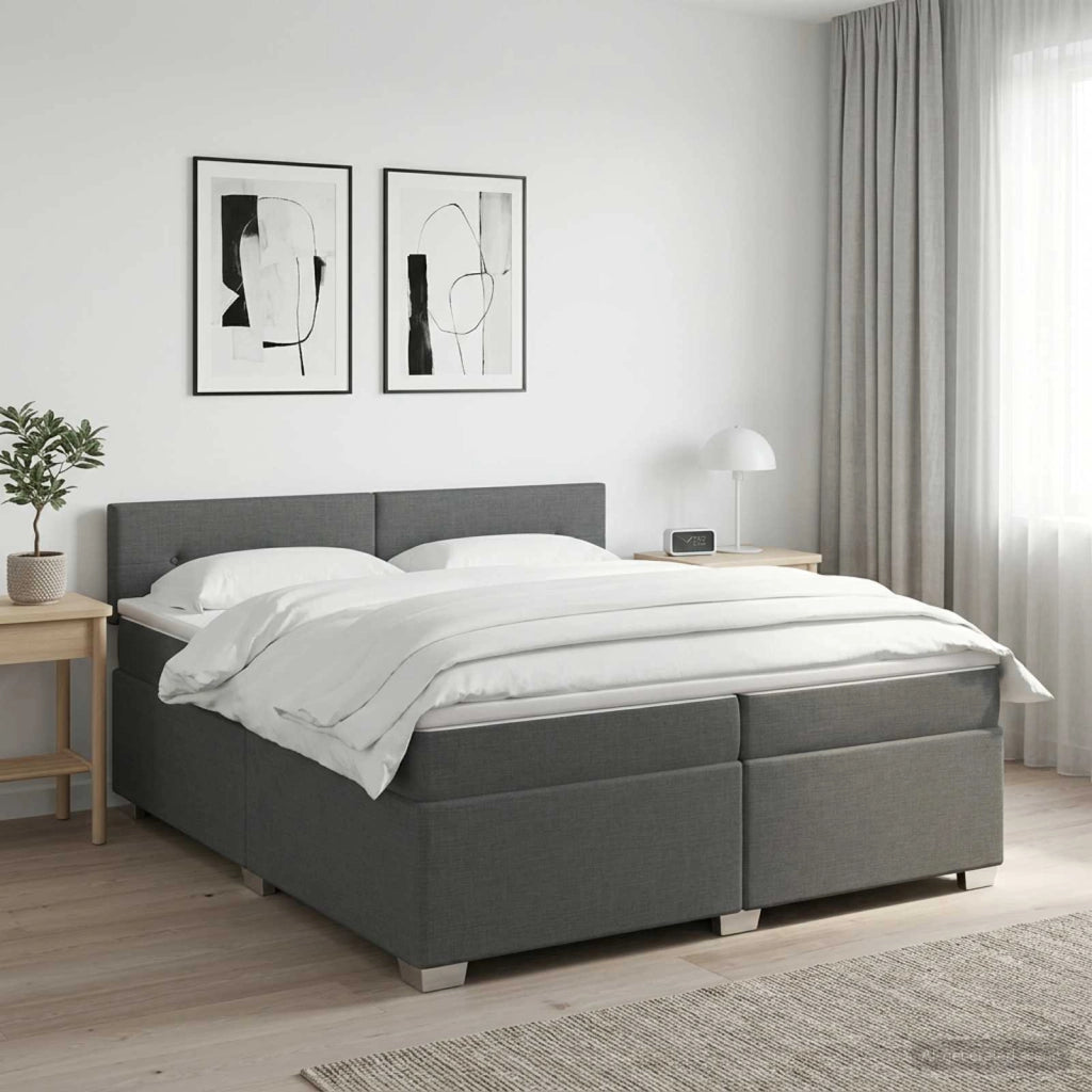 Letto box spring con materasso Grigio Scuro 200 x 200 cm 3450559