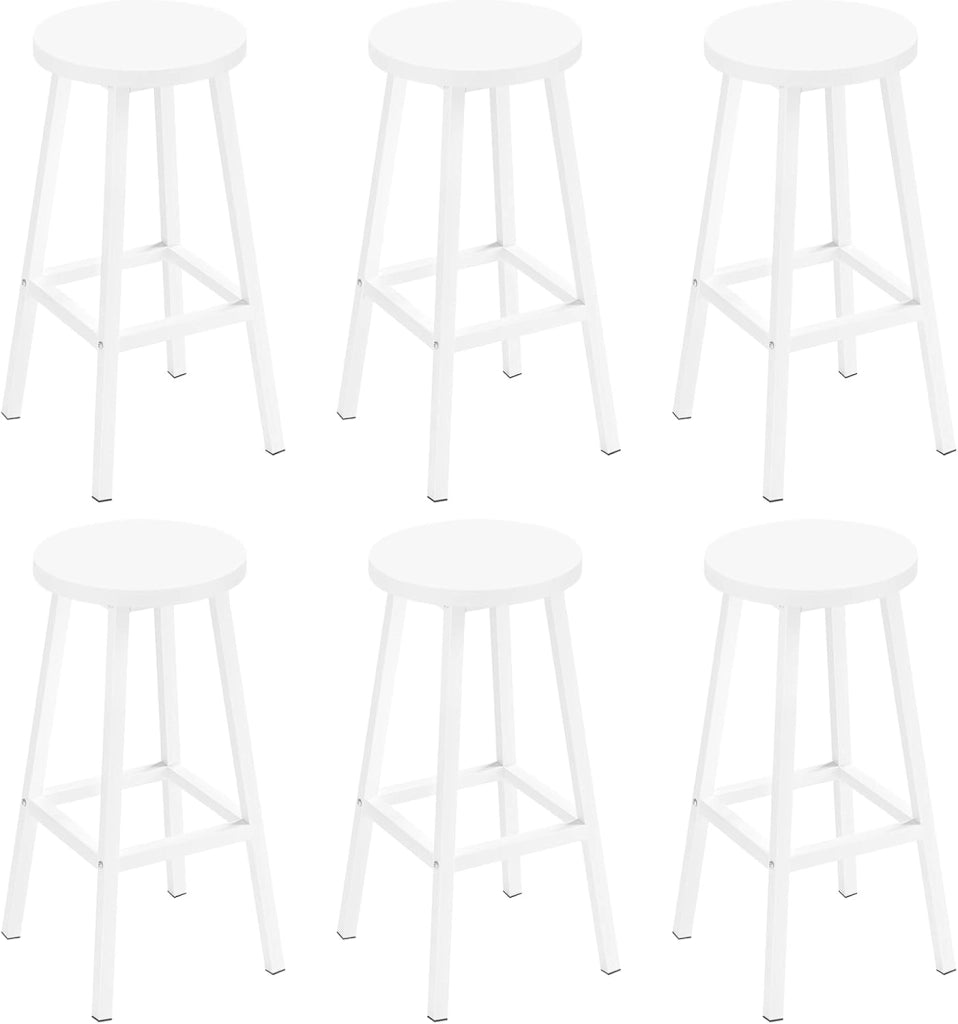 Sgabello da Bar Set di 6, Sgabello da Cucina con Poggiapiedi, Sgabello Alto in Stile Moderno/Industriale per Bar, Caffè, Isola della Cucina, Nero, K0007BH-6