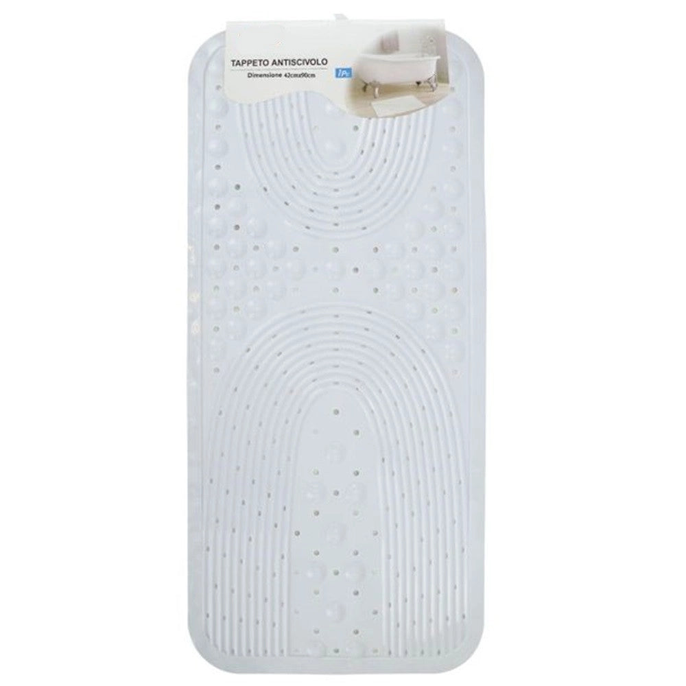 Trade Shop - Tappeto Antiscivolo Per Vasca Da Bagno Doccia Bianco 42x90 Cm Rettangolare 87553 -