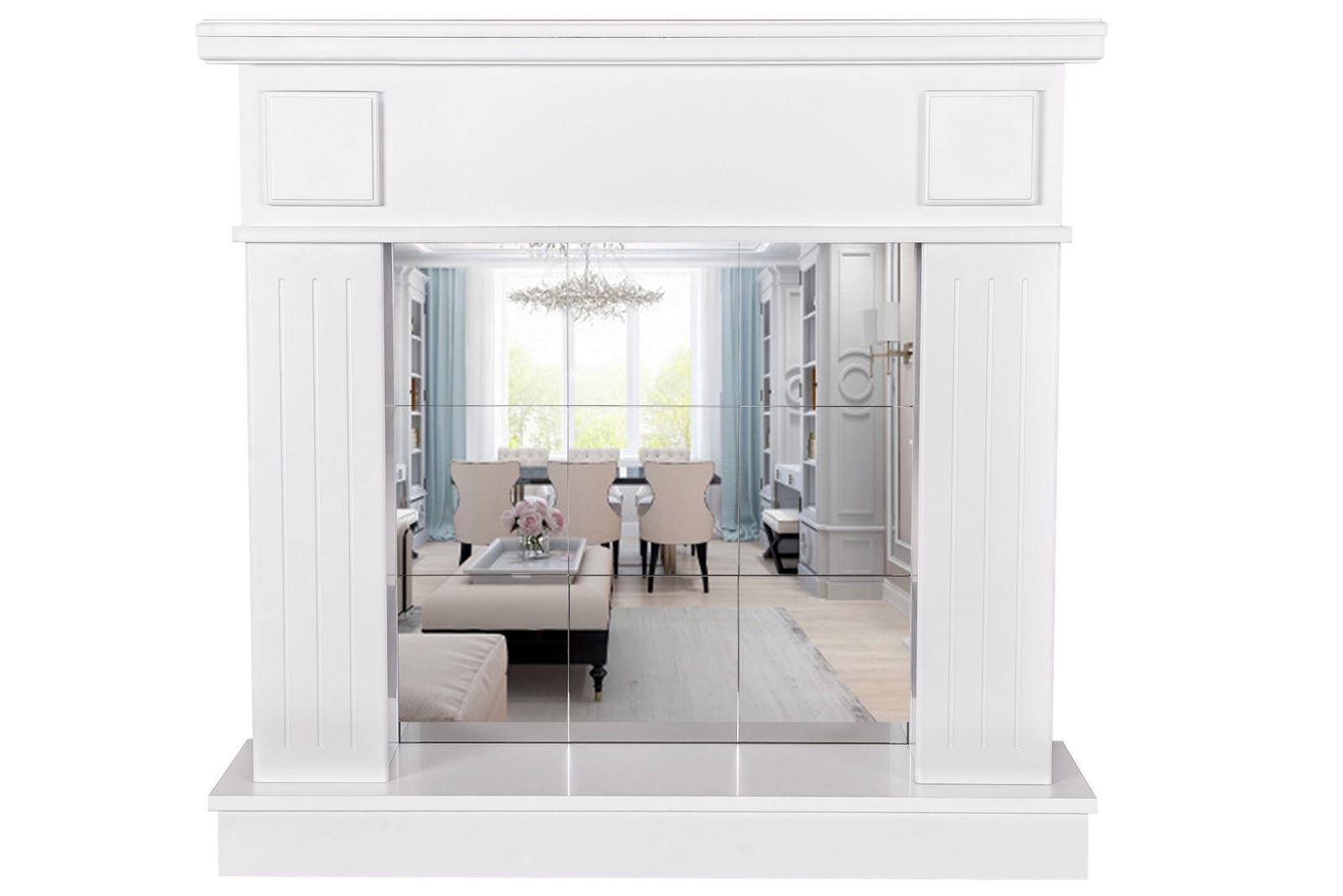 Camino Decorativo da Pavimento 99,7x103,4x27 cm con Specchio  Marina Plus Bianco