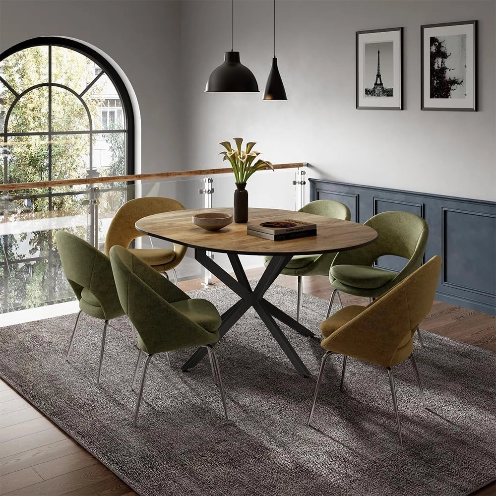 tavolo da pranzo allungabile Loyd, Nero/quercia rustico, 120 x 76.5 cm Estensibile, adatto per l'estensione della superficie del tavolo quando necessario