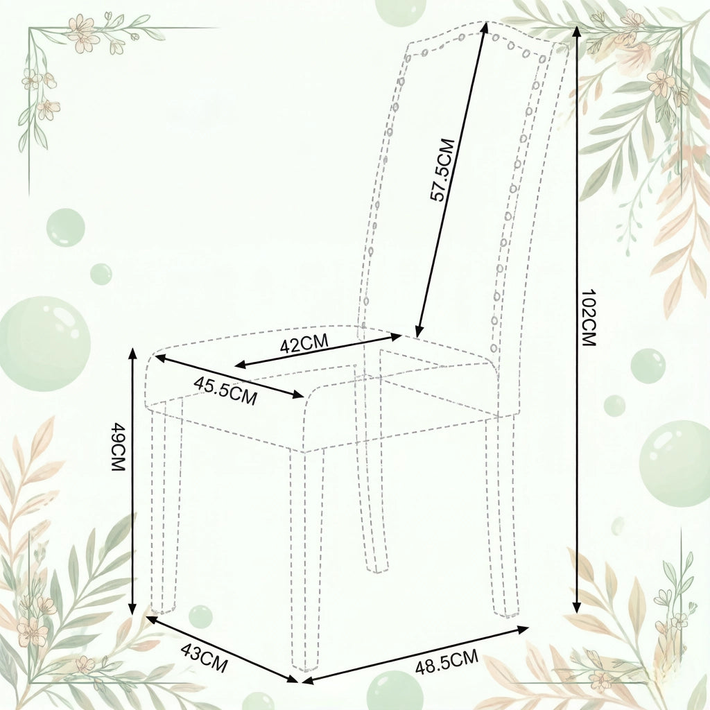 SEDIA da pranzo 43 x 102 x 48,5 cm in lino e legno massello Set da 2 pezzi