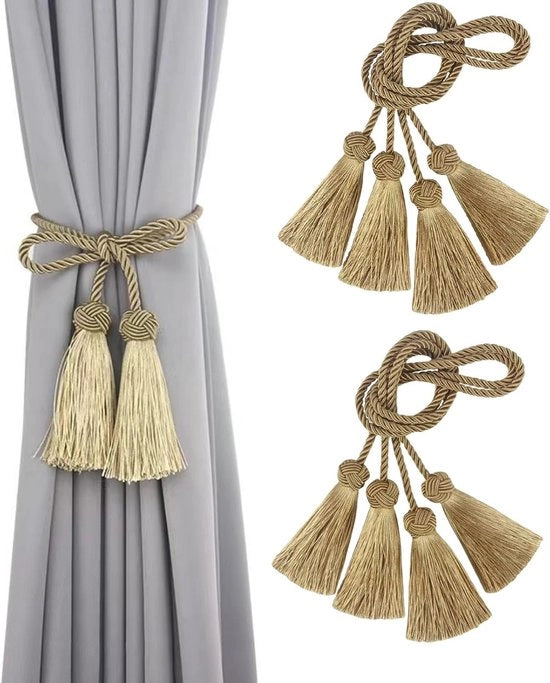 Set di 4 cordoni per tende, cordoni per tende a spazzola, cordoni per tenda a spazzola, cordoni per tende, adatti per decorazioni in stile classico, oro
