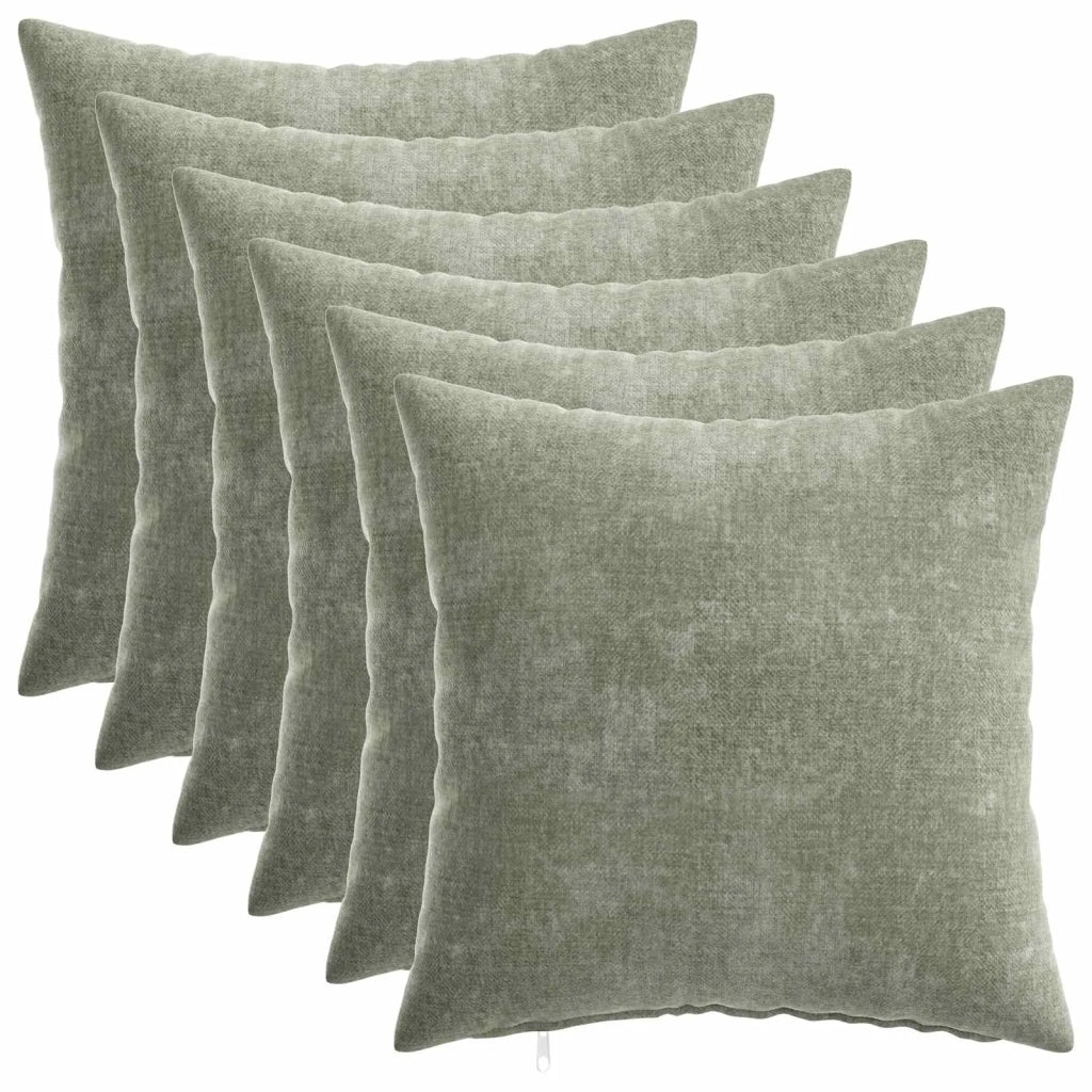 Federa 6 pcs HEERLEN Verde 30 x 30 cm Tessuto Chenille 907472