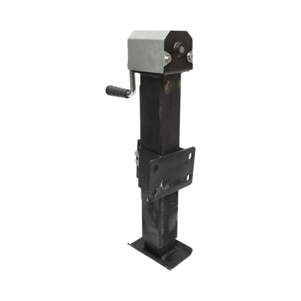 Piedino di supporto regolabile per rimorchio con manovella 65 cm, fissaggio laterale, carico massimo 4000 kg.