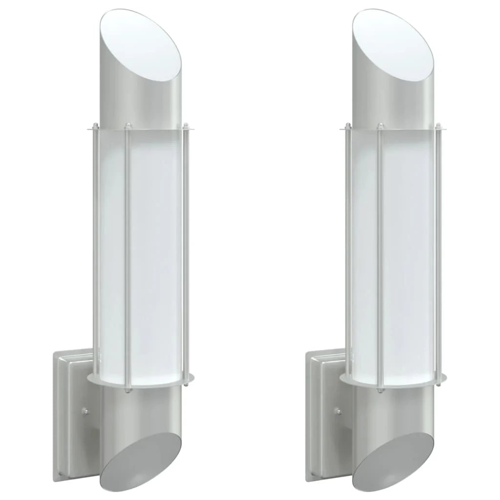 Set di 2 applique da esterno IP44 10,5 x 14 x 48 cm illuminazione da giardino dal design moderno in acciaio inox argento 02_0056605