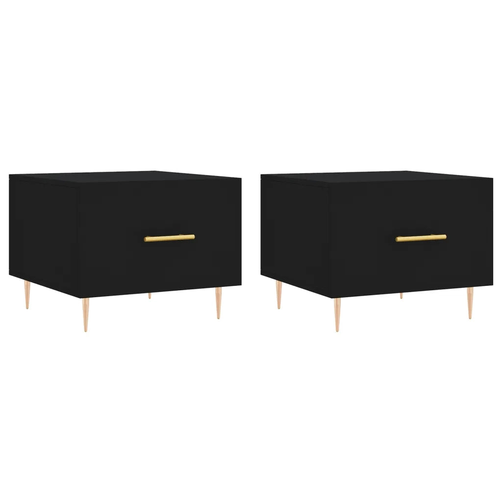2 pz Tavolini da salotto | Tavolino da caff¨¨ | Tavolino da Soggiorno Neri 50x50x40 cm in Legno Multistrato