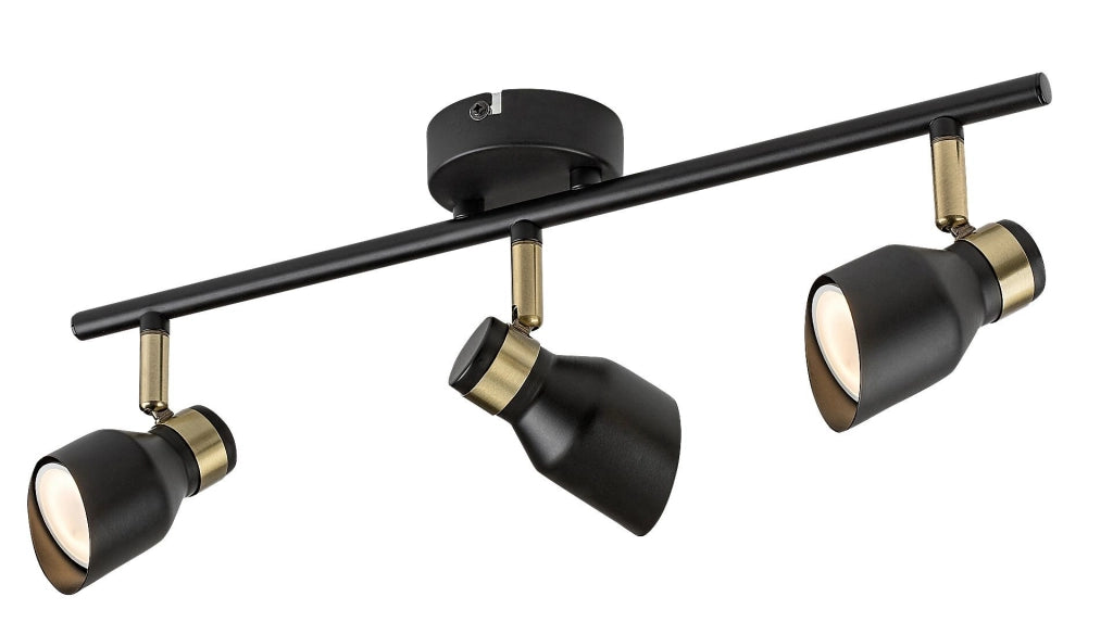 Plafoniera nero oro 3 spot orientabili GU10 Rabalux