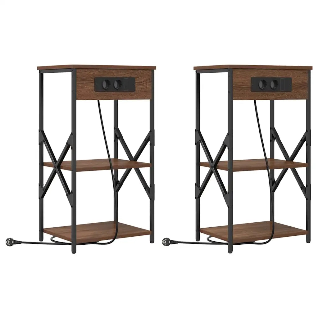 Set di 2 Comodini | Armadio da Notte | Mobiletto da notte Rovere Marrone 41 x 31 x 76 cm