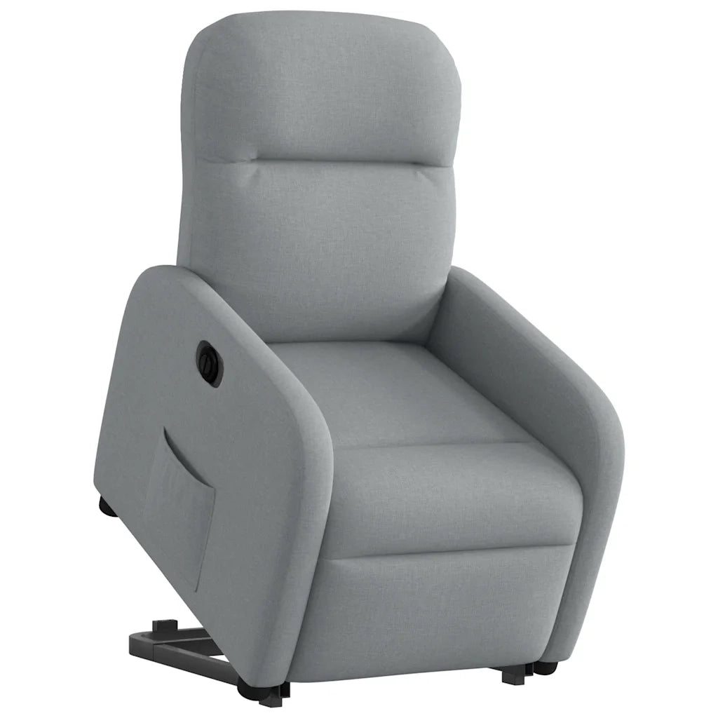 Poltrona | Sedia Relax Reclinante Alzapersona Elettrica Grigio Chiaro Tessuto