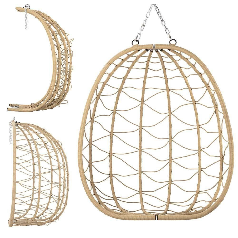 Poltrona Sospesa Giardino Sedia Dondolo Amaca a pendolo Rattan e Metallo Beige