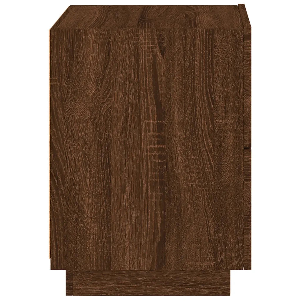 Comodino con Luci LED-Tavolino da notte Rovere Marrone in Legno Multistrato 410478
